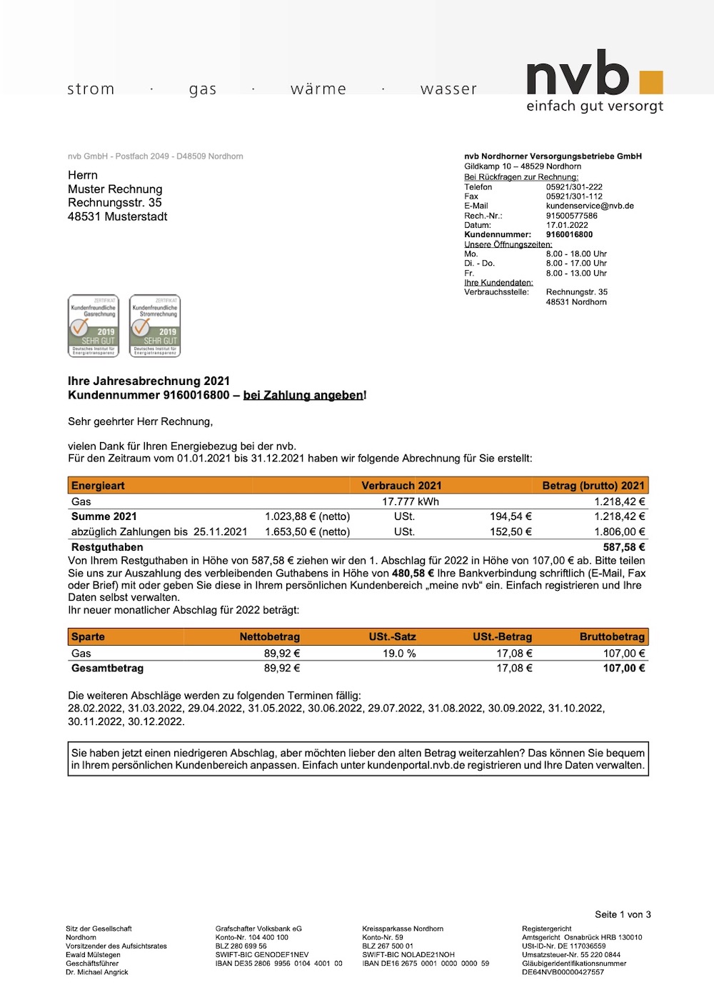 Rechnungserläuterung <strong>Gas</strong>